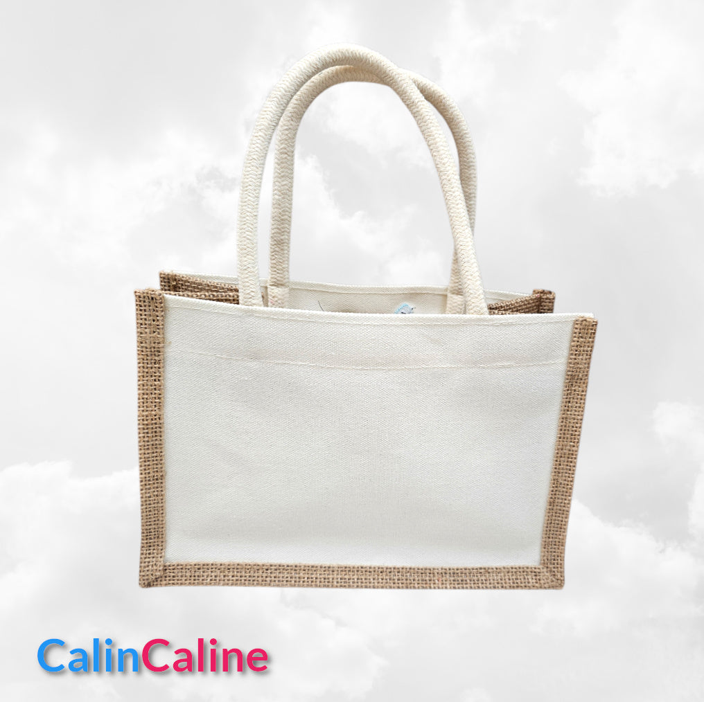 Petit Sac en Jute 23cm Personnalisé | Pâques | Œufs Fille