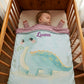 Couverture Plaid Bébé Dino Bleu | 70cm x 95cm | Couleur minky au choix
