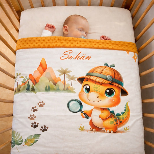 Couverture Plaid Bébé | Dino Jurassique | 70cm x 95cm | A Personnaliser