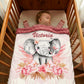 Couverture Plaid Bébé Eléphant Rose | 70cm x 95cm | Couleur minky au choix