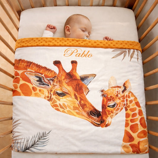 Couverture Plaid Bébé | Girafes | 70cm x 95cm | A Personnaliser