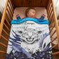 Couverture Plaid Bébé Lionceau Bleu | 70cm x 95cm | Couleur minky au choix