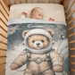 Couverture Plaid Bébé | Ourson Astronaute | 70cm x 95cm | A Personnaliser