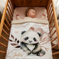 Couverture Plaid Bébé Panda Montagne | 70cm x 95cm | Couleur minky au choix