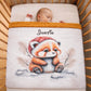 Couverture Plaid Bébé | Panda Roux Hivernal | 70cm x 95cm | A Personnaliser