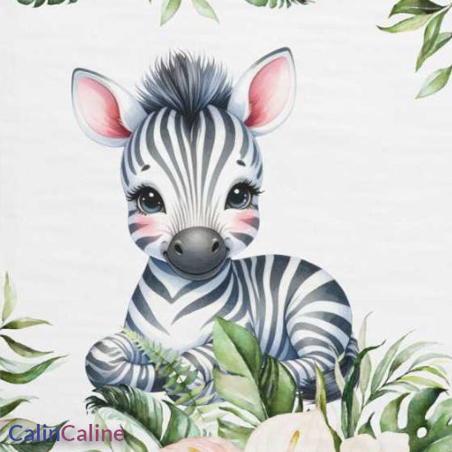 Couverture Plaid Bébé | Petit Zèbre Feuilles | 70cm x 95cm | A Personnaliser