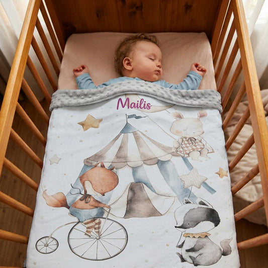 Couverture Plaid Bébé Petit Cirque | 70cm x 95cm | Minky au choix