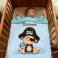 Couverture Plaid Bébé Singe Pirate | 70cm x 95cm | Couleur minky au choix