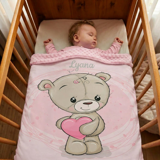 Couverture Plaid Bébé Teddy Girl | 70cm x 95cm | Couleur minky au choix