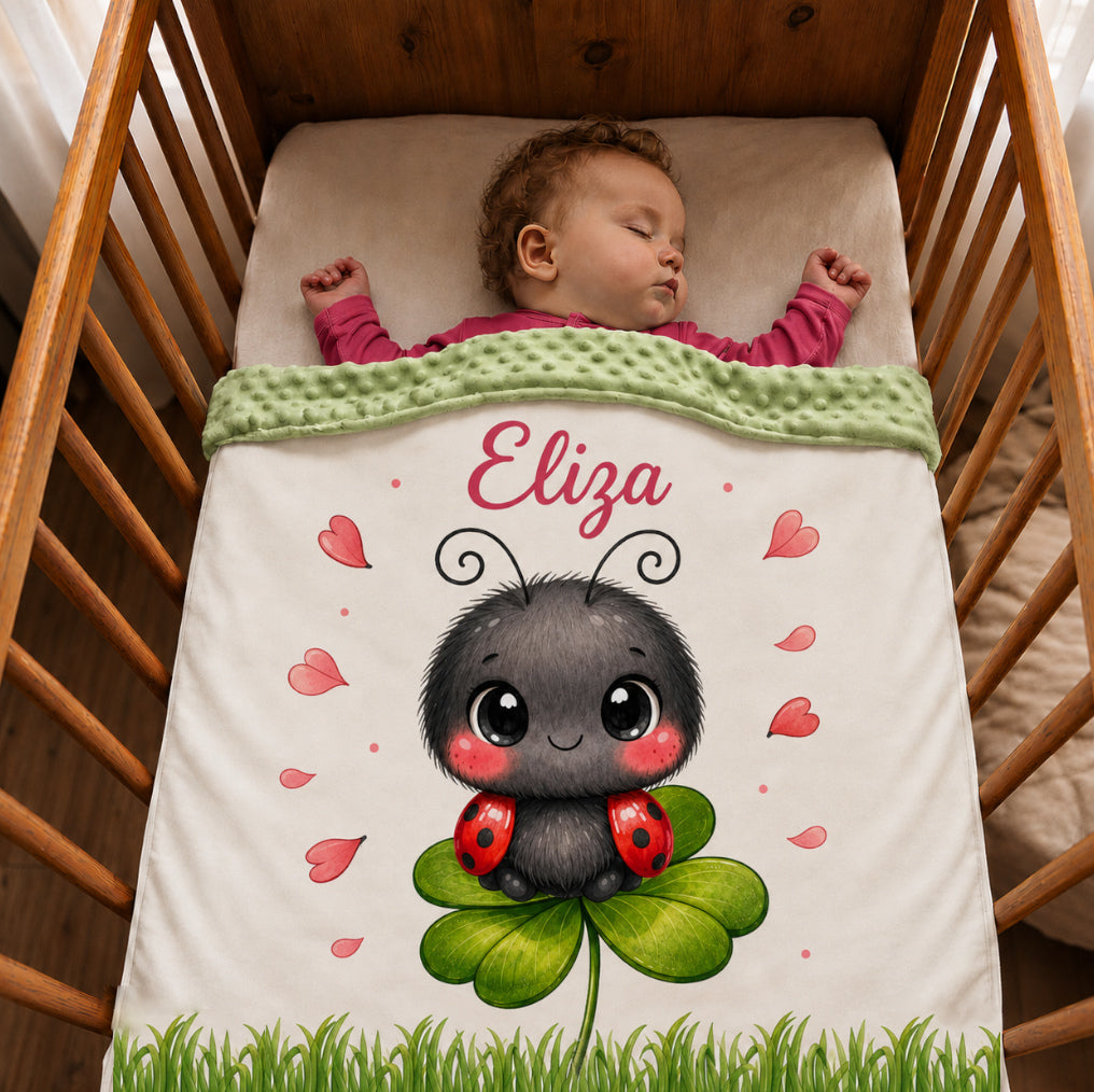 Couverture Plaid Bébé Coccinelle Ladybug | 70cm x 95cm | Minky au choix