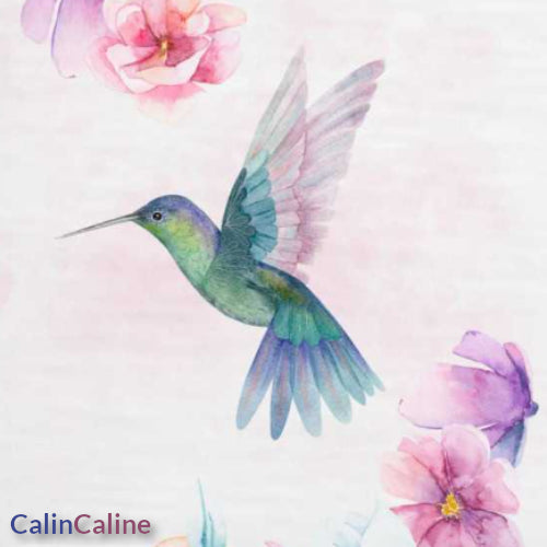 Couverture Plaid Bébé | Colibri et Fleurs | 70cm x 95cm | A Personnaliser