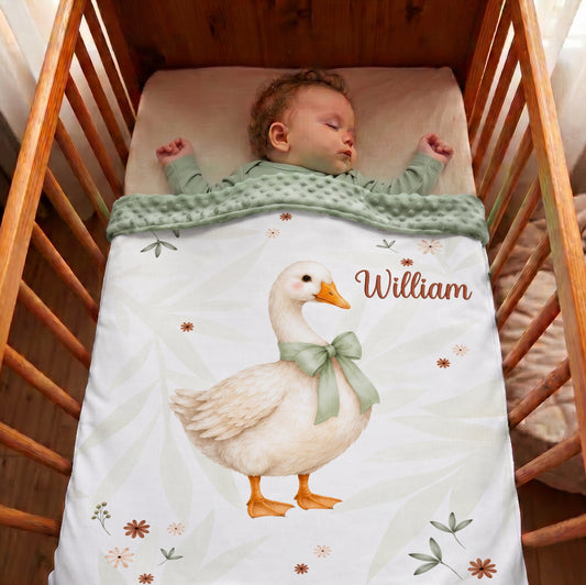 Couverture Plaid Bébé | Oie dans les Prés | 70cm x 95cm | A Personnaliser