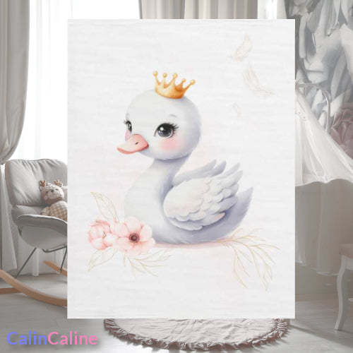 Couverture Plaid Bébé Cygne Douceur | 70cm x 95cm | A Personnaliser