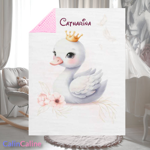 Couverture Plaid Bébé Cygne Douceur | 70cm x 95cm | A Personnaliser