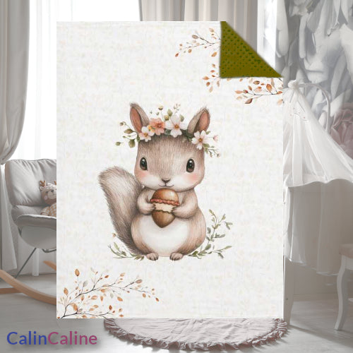 Couverture Plaid Bébé | Ecureuil Noisette | 70cm x 95cm | A Personnaliser