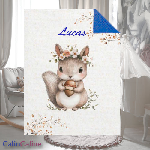 Couverture Plaid Bébé | Ecureuil Noisette | 70cm x 95cm | A Personnaliser