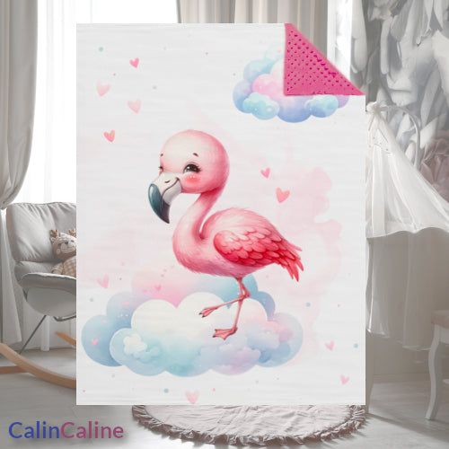 Couverture Plaid Bébé | Flamand Rose | 70cm x 95cm | A Personnaliser
