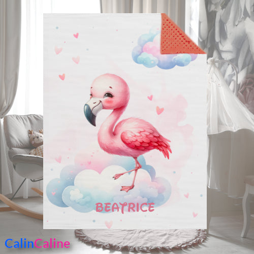 Couverture Plaid Bébé | Flamand Rose | 70cm x 95cm | A Personnaliser