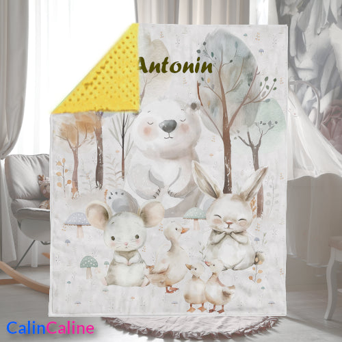 Couverture Plaid Bébé | Forêt Ours Blanc | 70cm x 95cm | A Personnaliser