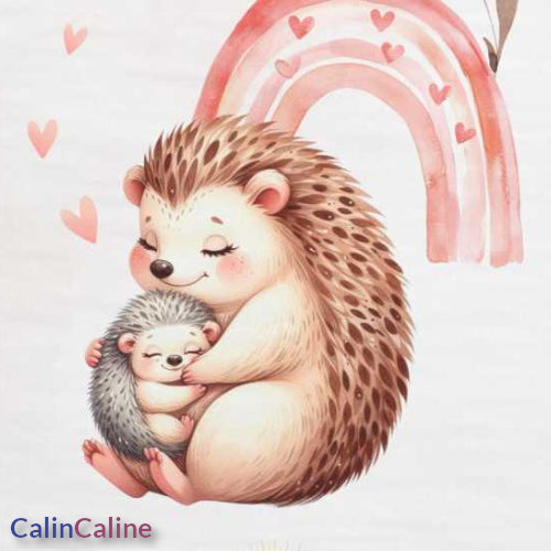 Couverture Plaid Bébé | Maman et Bébé Hérisson | 70cm x 95cm | A Personnaliser