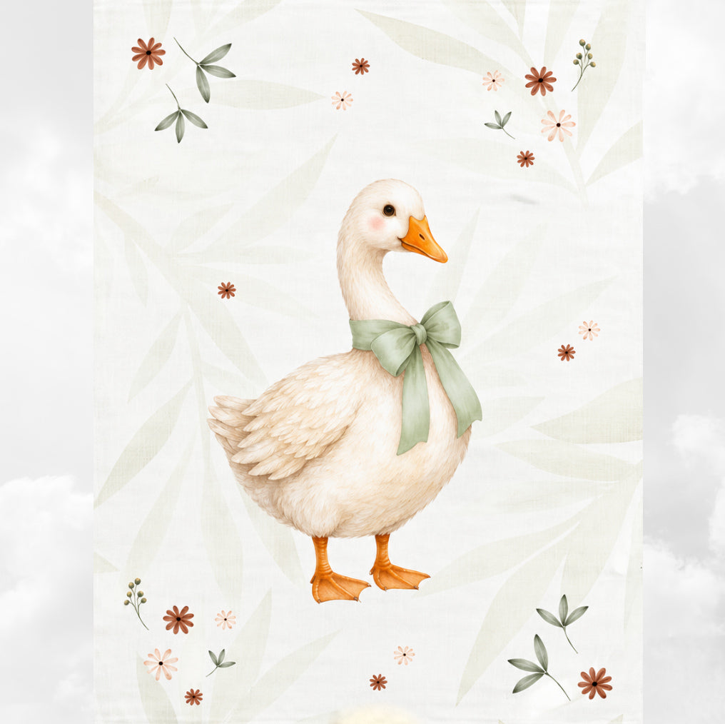 Couverture Plaid Bébé | Oie dans les Prés | 70cm x 95cm | A Personnaliser