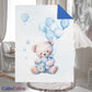 Couverture Plaid Bébé | Ourson Ballons Bleu | 70cm x 95cm | A Personnaliser