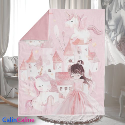Couverture Plaid Bébé | Royaume Licorne | 70cm x 95cm | A Personnaliser