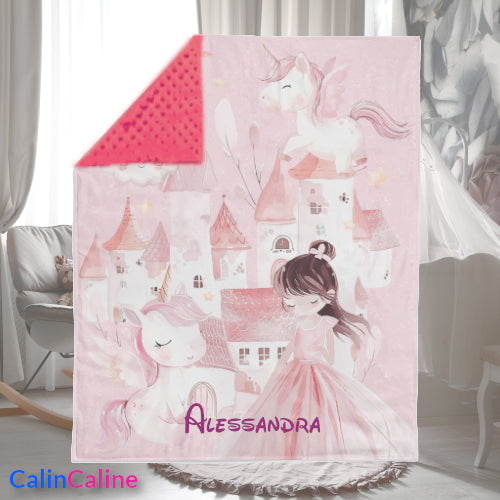 Couverture Plaid Bébé | Royaume Licorne | 70cm x 95cm | A Personnaliser