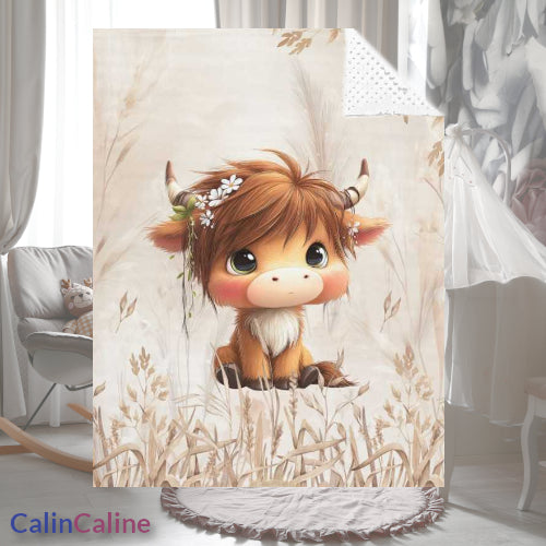 Couverture Plaid Bébé | Vachette Blé Beige | 70cm x 95cm | A Personnaliser
