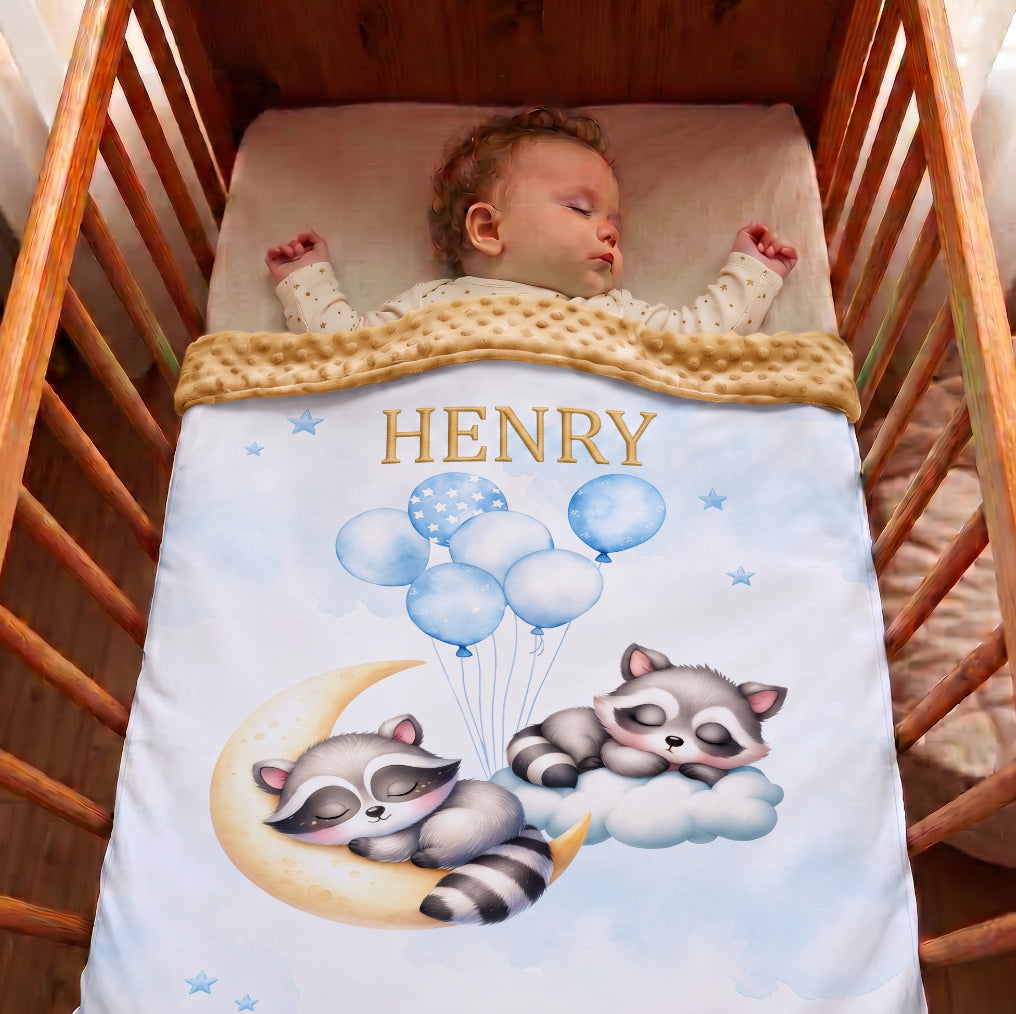 Couverture Plaid Bébé | Ratons Dans Les Nuages | 70cm x 95cm | A Personnaliser