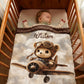 Couverture Plaid Bébé | Teddy Pilote Brun | 70cm x 95cm | A Personnaliser