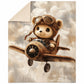 Couverture Plaid Bébé | Teddy Pilote Brun | 70cm x 95cm | A Personnaliser