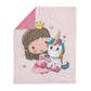 Couverture Plaid Bébé Princesse Licorne | 70cm x 95cm | Minky au choix