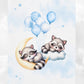 Couverture Plaid Bébé | Ratons Dans Les Nuages | 70cm x 95cm | A Personnaliser