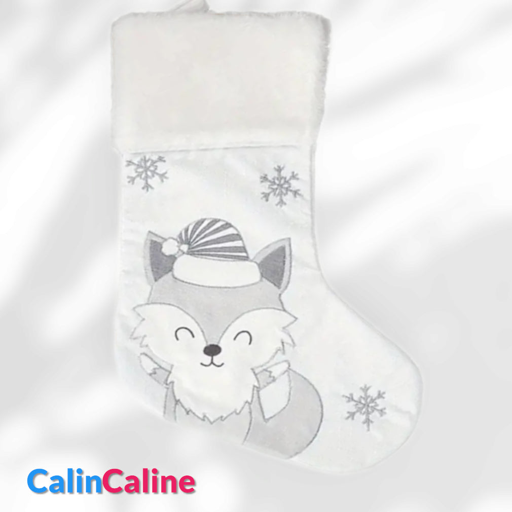Personalized Christmas Boot | White with Fox | 49cm