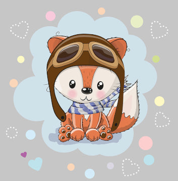 Baby Fox Pilot Plaid Blanket | 70cm x 95cm | Choice of minky color