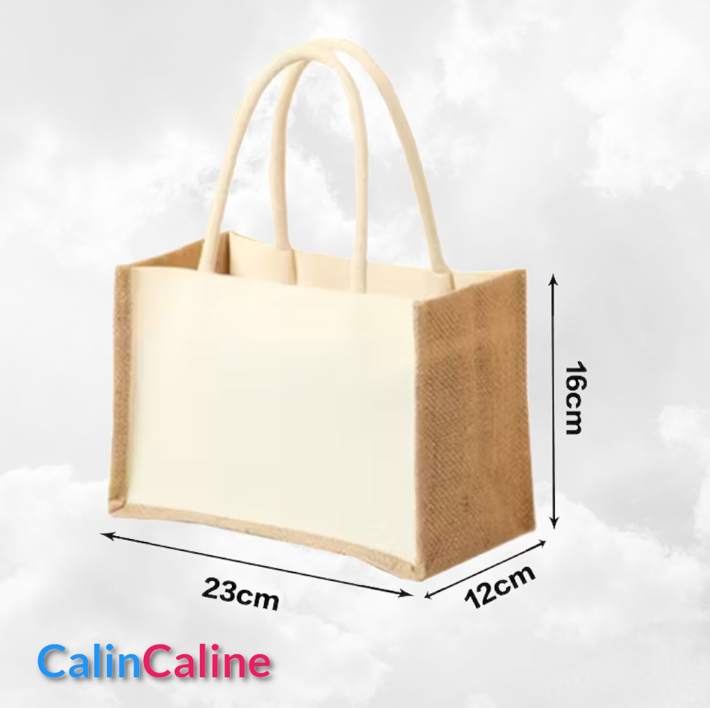 Petit Sac en Jute 23cm Personnalisé | Pâques | Lapinou Fille