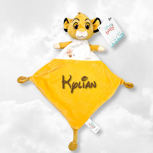 Doudou Disney Simba 30cm Jaune avec Fleur | Prénom Personnalisé