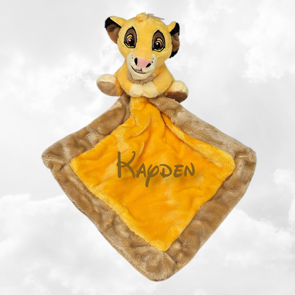 Doudou Mouchoir Disney Simba Safari 21cm | Avec prénom brodé