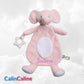Doudou Eléphant 28cm Rose Avec Anneau de Dentition | Prénom Brodé