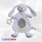 Doudou Lapin 28cm Blanc Avec Anneau de Dentition | Prénom Brodé