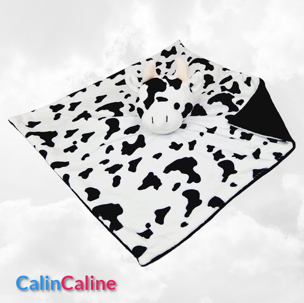 Doudou Mouchoir Plat Vache 35cm | Prénom Personnalisé
