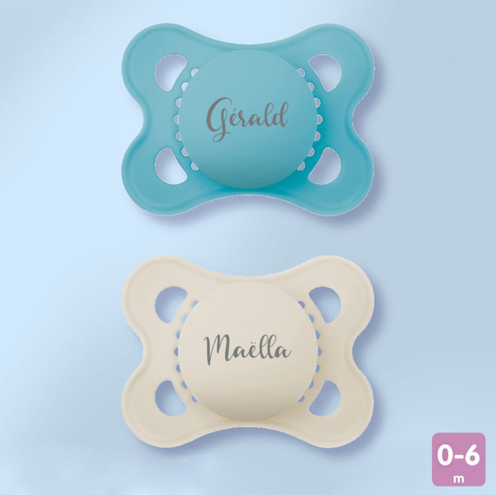 2 Sucettes MAM PURE personnalisées | 0-6 mois | 100% Durable