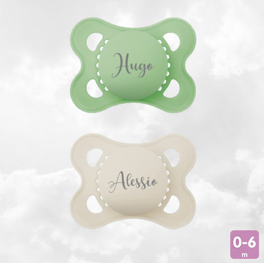 2 Sucettes MAM PURE personnalisées | 0-6 mois | 100% Durable