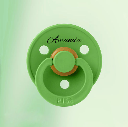 Sucette BIBS Colour avec prénom | 0 - 6 mois | Couleur Vert Poire