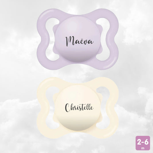 2 Sucettes MAM AIR Personnalisées | 2 à 6 mois | Neutre et Lila