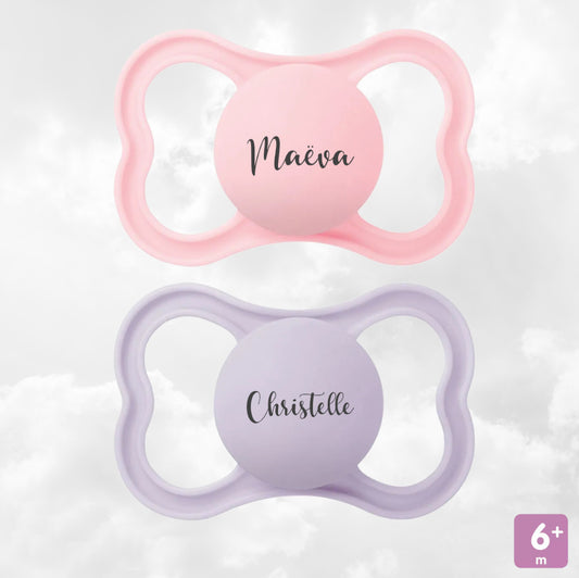 2 Sucettes MAM AIR Personnalisées | 6+ mois | Rose et Lila