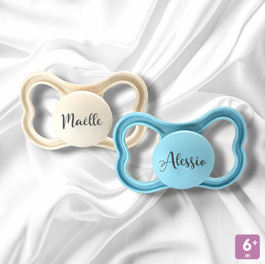 2 Sucettes MAM AIR Personnalisées | 6+ mois | Beige et Bleu
