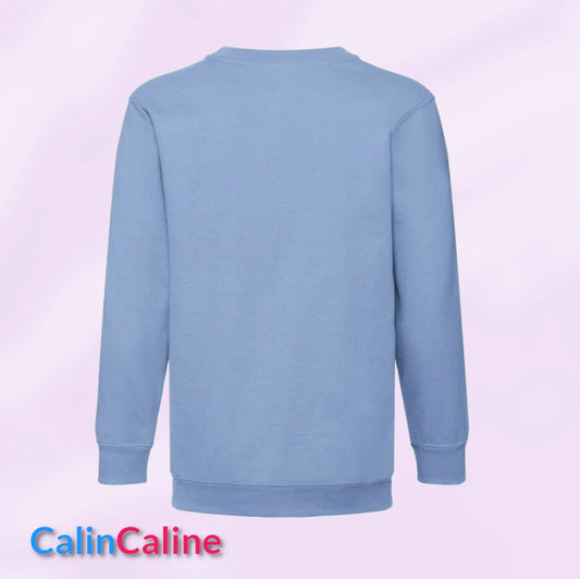 Hemelsblauw sweatshirt met ronde hals voor kinderen | Personaliseren | Van 3 tot 8 jaar | Met geborduurde voornaam
