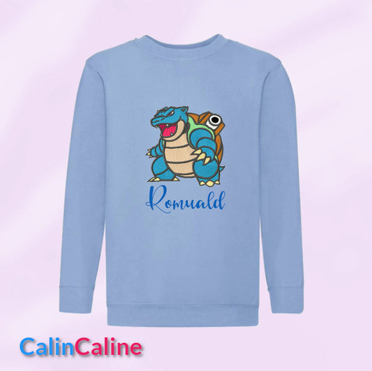 Children's Sky Blue Round Neck Sweatshirt | To Personalize | From 3 to 8 years old | With Embroidered First Name